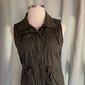 Sebby Women's Cotton Olive Green Utility Vest